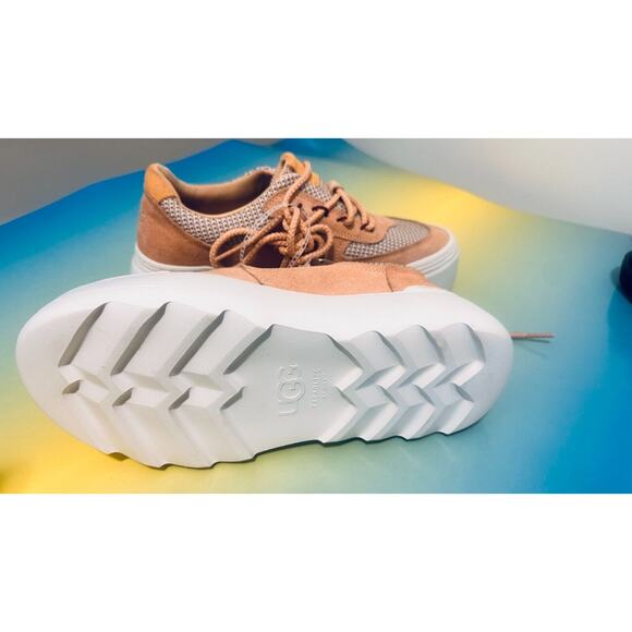 UGG Treadlite Womens Marin Mega Lace-Up Platform Sneakers Beige Mesh Lining - Picture 15 of 16